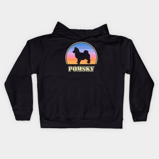 Pomsky Vintage Sunset Dog Kids Hoodie